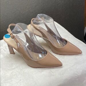 Marc‎ Fisher Nude Patent Slingback Heels